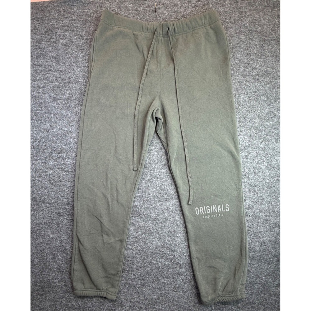 Brooklyn Cloth Originals Joggers Mens Large Green Fleece Lined Sweatpants